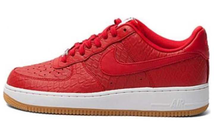 Nike Nike Air Force 1 Python Slip Resistant Abrasion Resistant Low top Skateboard Shoes Men's Red