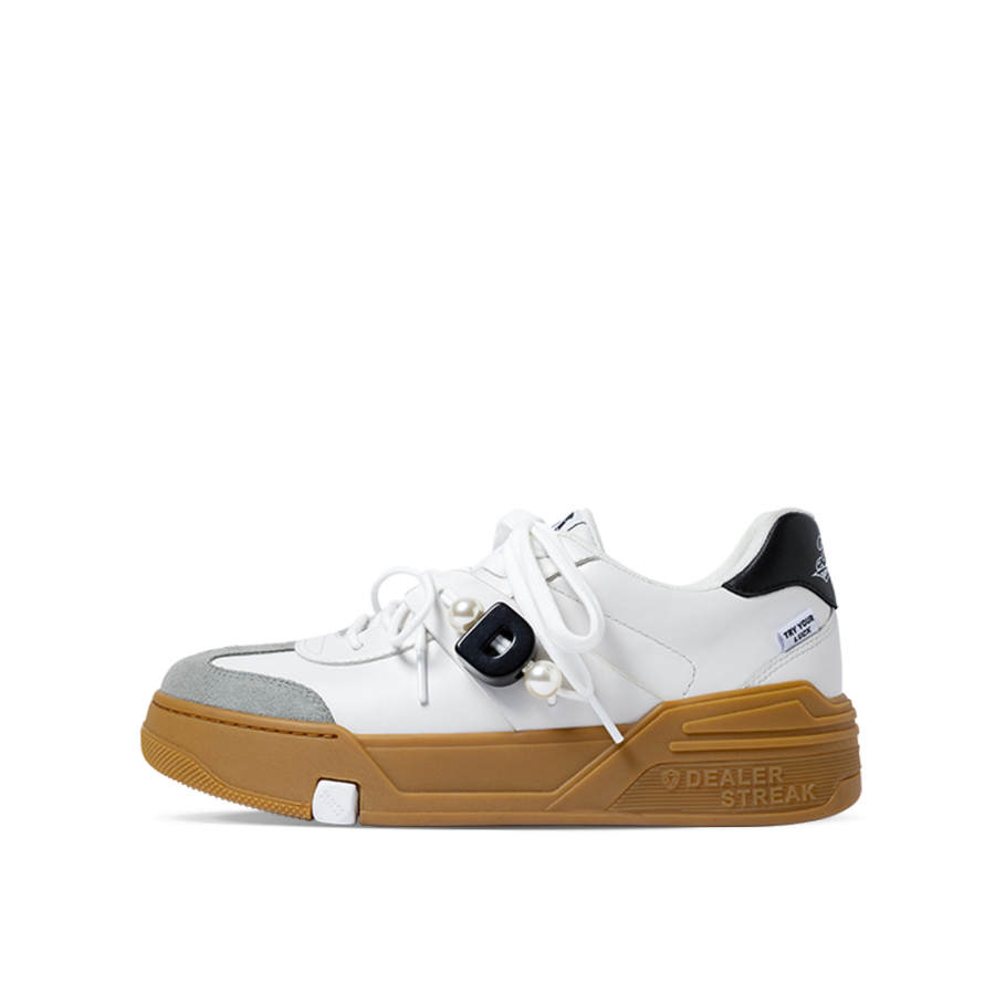 DEALER STREAK Slip Resistant, Abrasion Resistant, Breathable Low top Skateboard Shoes Unisex White
