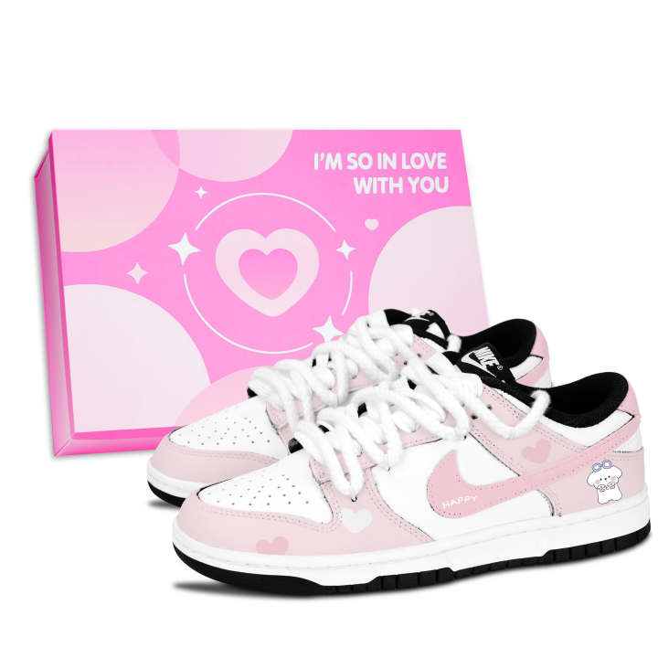 Nike Nike Dunk Black White, Cute Pink Tone Slip Resistant Abrasion Resistant Slip Resistant Abrasion Resistant Low top