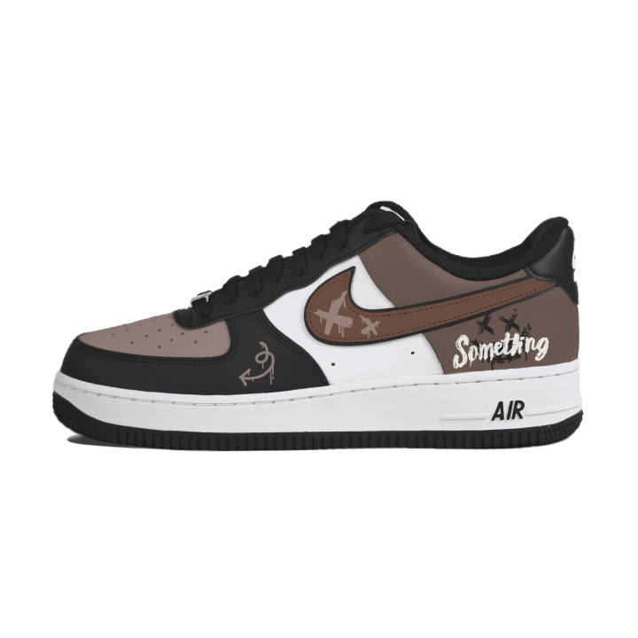 Nike Nike Air Force 1 'Panda' Abrasion Resistant Low top Skateboard Shoes Unisex Black Brown