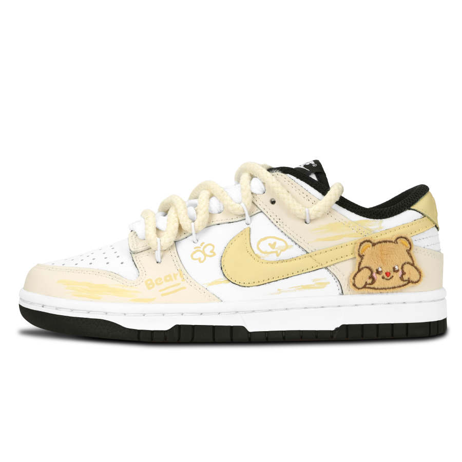 Nike Nike Dunk Black White, Soft Bear Abrasion Resistant Abrasion Resistant Low top Skateboard Shoes Unisex Light Yellow