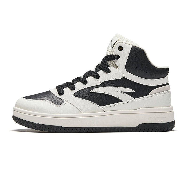 Anta Life Collection Slip Resistant Abrasion Resistant Mid top Skateboard Shoes Women's White Black