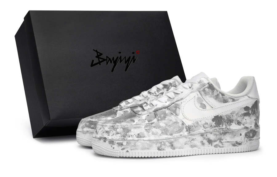 Nike Nike Air Force 1 Sky Halo Iridescent Slip Resistant Low top Skateboard Shoes Unisex White Gray