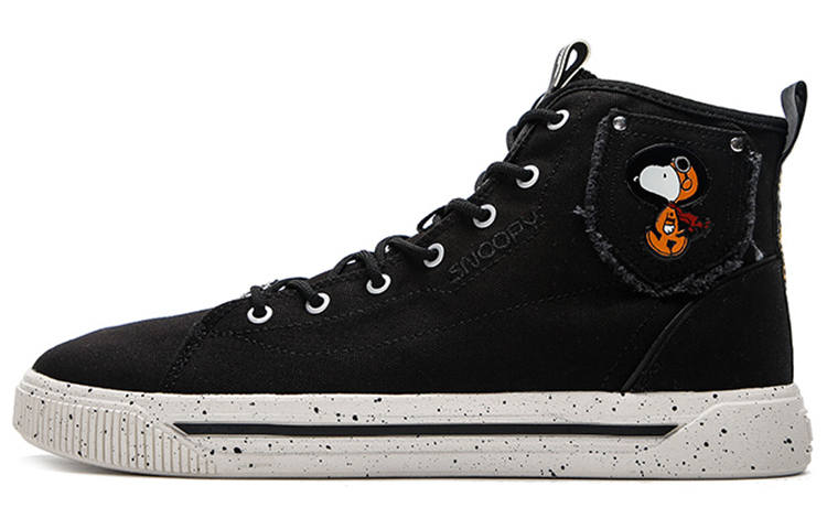 ANTA SNOOPY x Anta Life Collection Canvas Casual Abrasion Resistant Breathable High top Skateboard Shoes Men's Black
