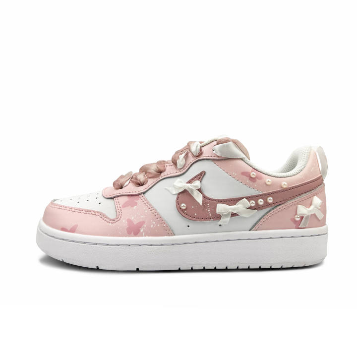 Nike Nike Court Borough Dreamy Bowknot Low top Skateboard Shoes GS Pink White