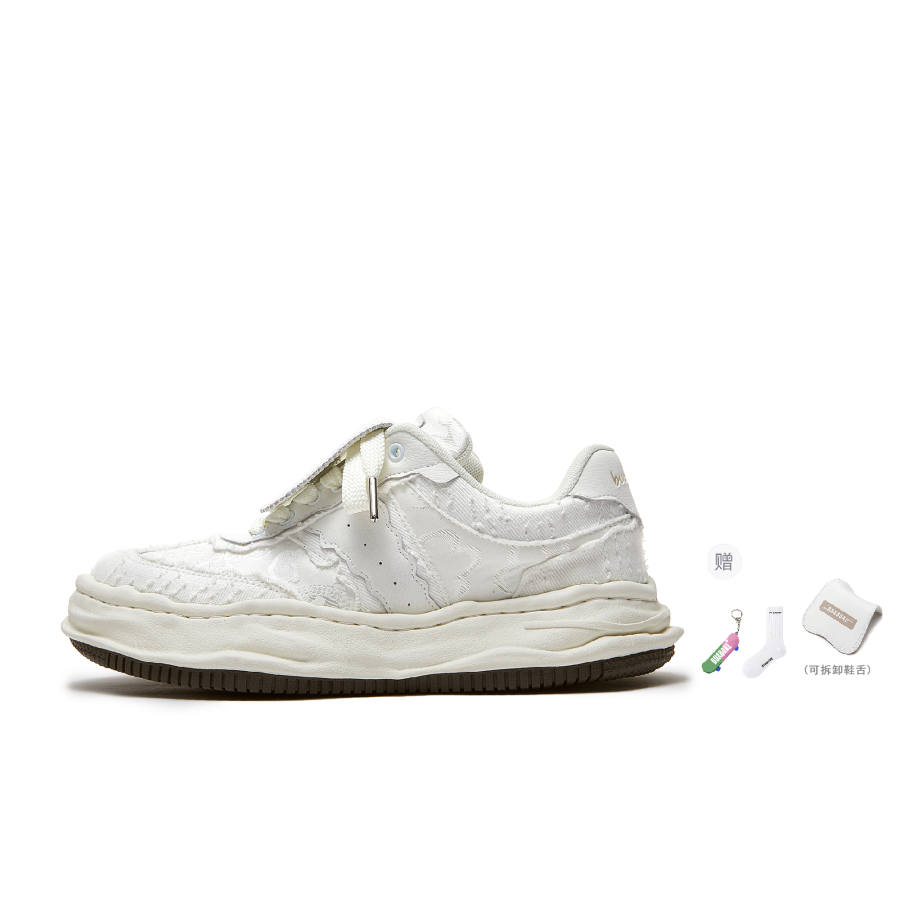 BUABOKE Skateboard Shoes Unisex Low Top White