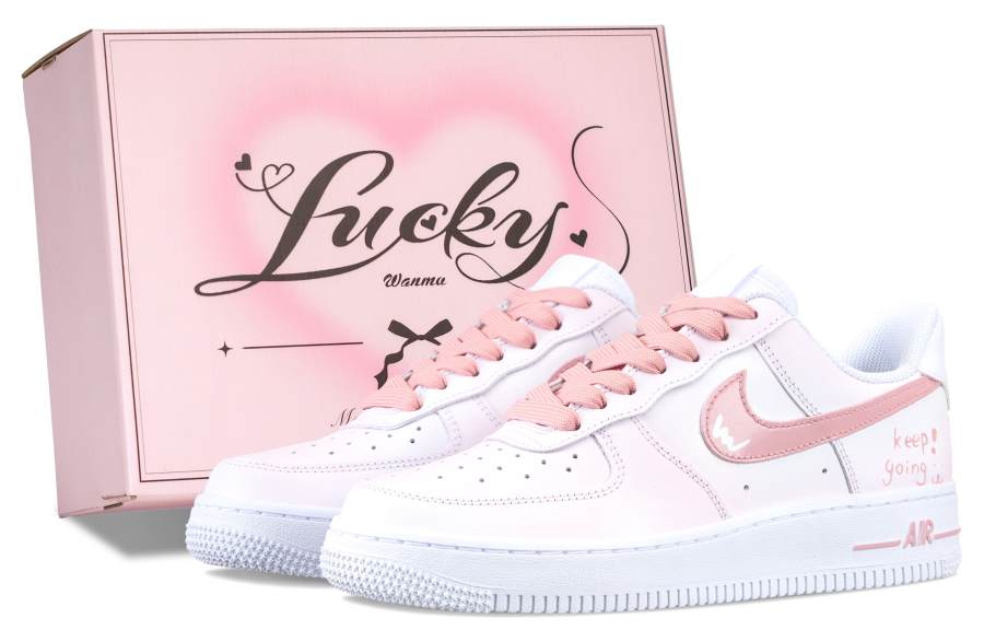 Nike Nike Air Force 1 Fresh Look Peach Slip Resistant Abrasion Resistant Low top Skateboard Shoes Women's White Pink