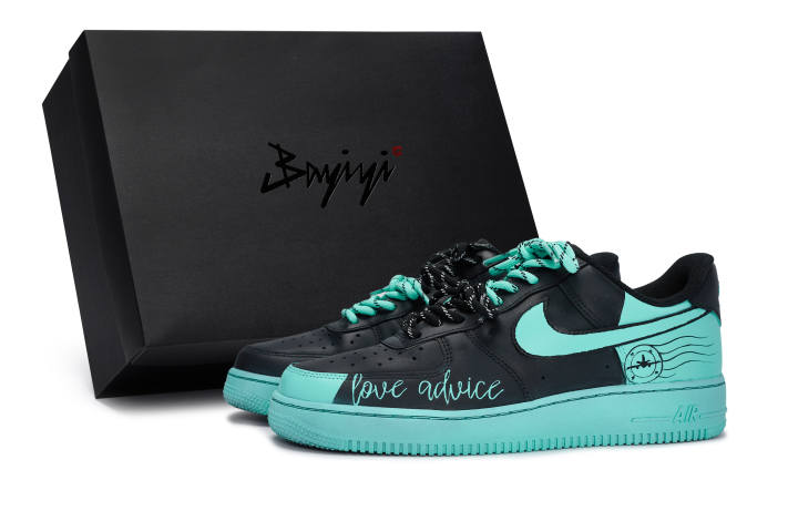 Nike Nike Air Force 1 Slip Resistant Abrasion Resistant Low top Skateboard Shoes Unisex Black Tiffany