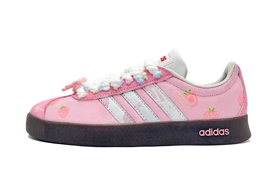 Adidas Adidas VL COURT 2.0 Lifestyle Rock Sugar Abrasion Resistant Low top Skateboard Shoes Women's Strawberry Pink