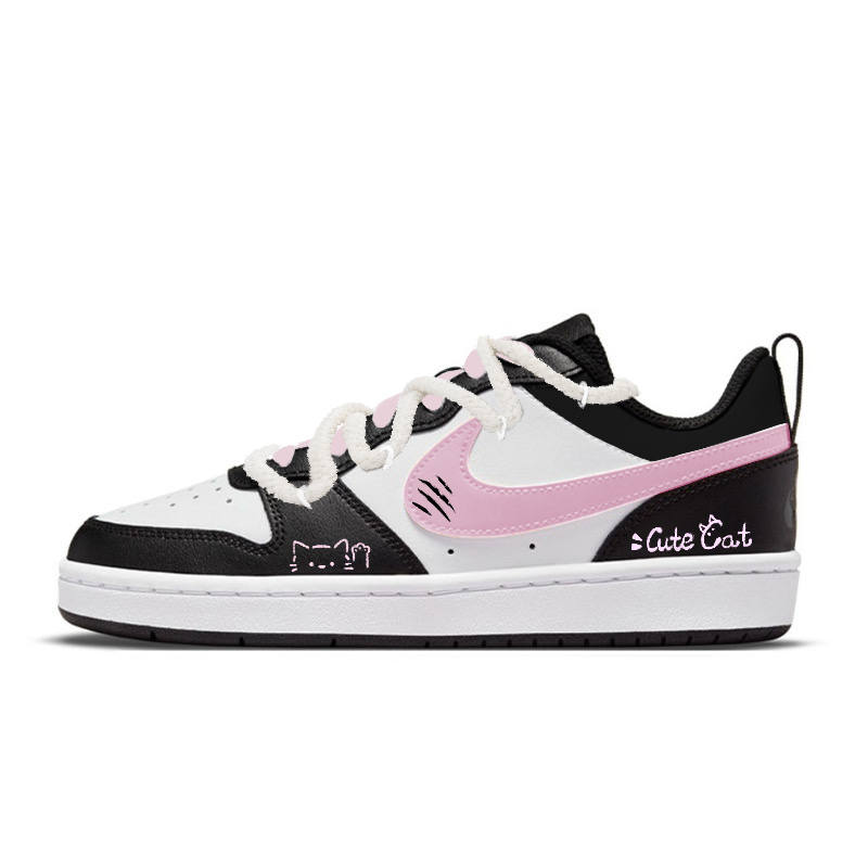 Nike Nike Court Borough Black Pink Cool Cat Low top Skateboard Shoes Women's