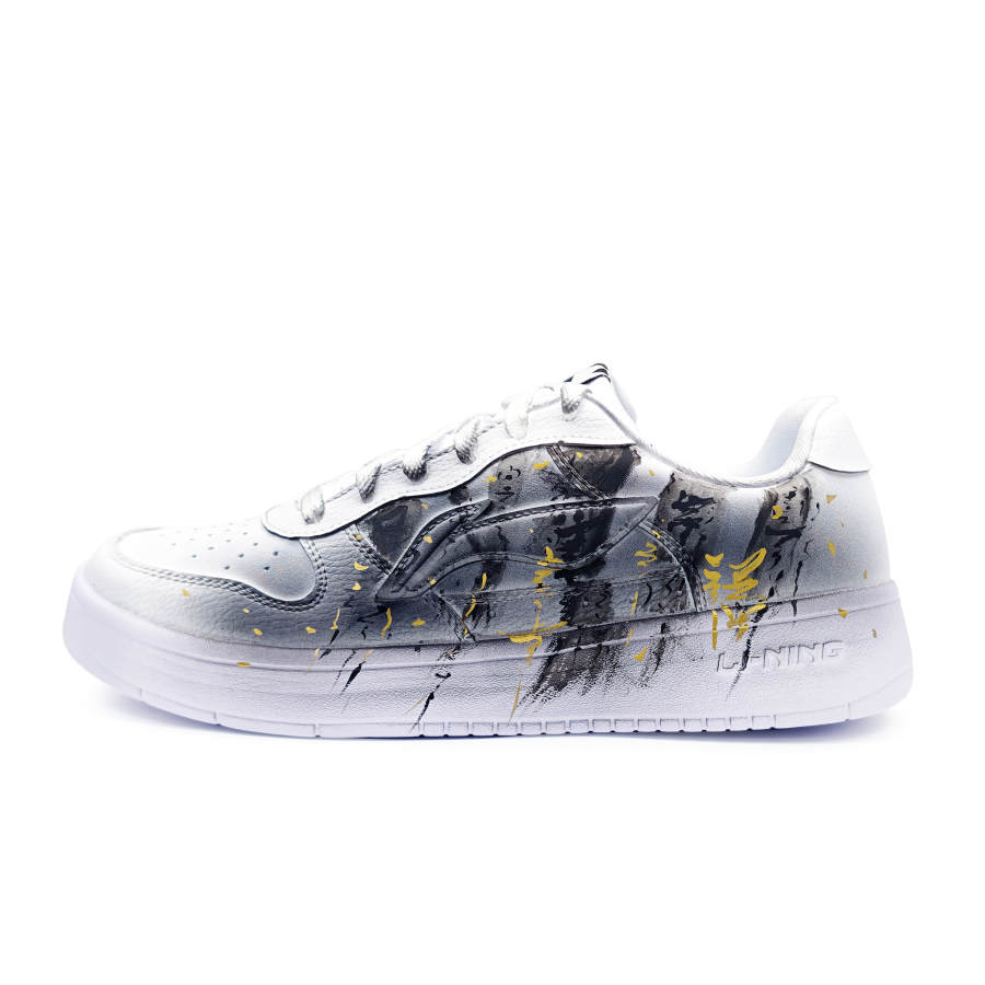 Li-Ning Li Ning Floating Boat Abrasion Resistant Lightweight Height Increasing Low top Skateboard Shoes Unisex White Black