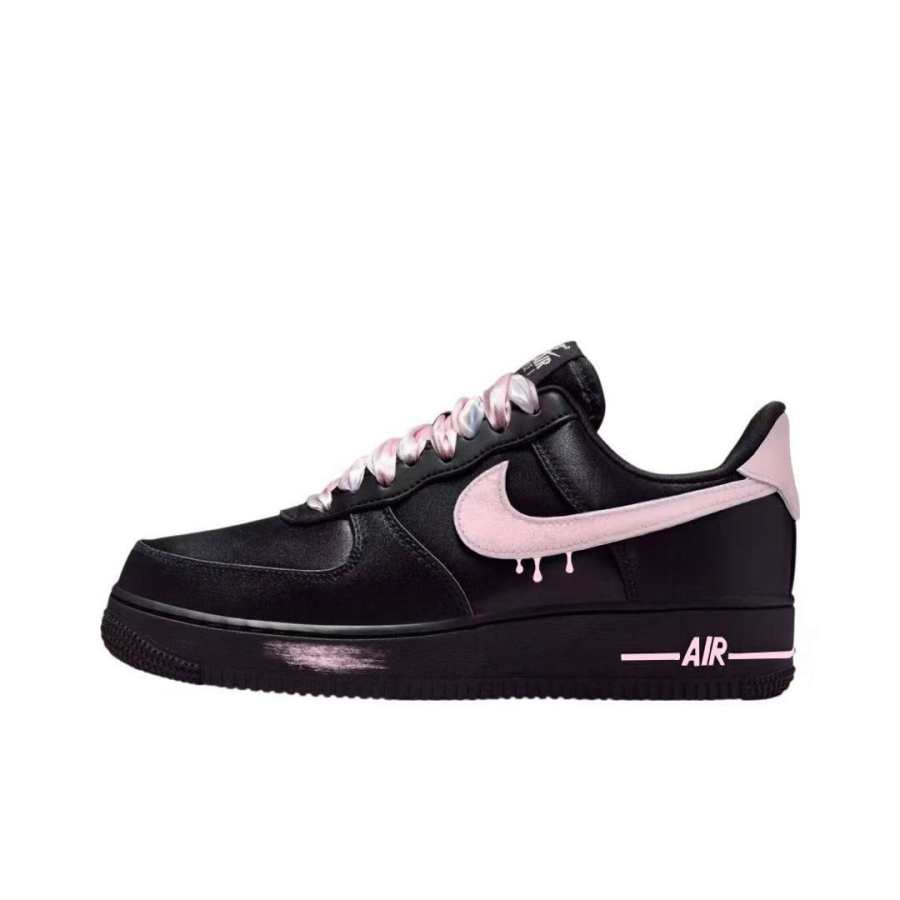 Nike Nike Air Force 1 Pink Beauty Cushioning, Wear Resistant Low top Skateboard Shoes Unisex Black Pink