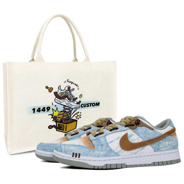 Nike Nike Dunk Abrasion Resistant Breathable Low top Skateboard Shoes Unisex Brown Blue