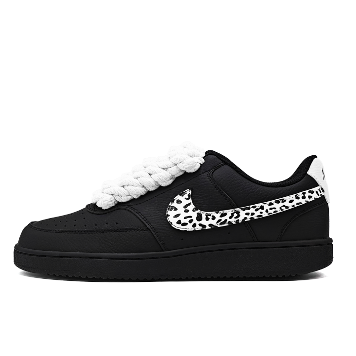 Nike Nike Court Vision 1 Black And White Dots Synthetic Leather Lightweight Low top Skateboard Shoes Unisex White