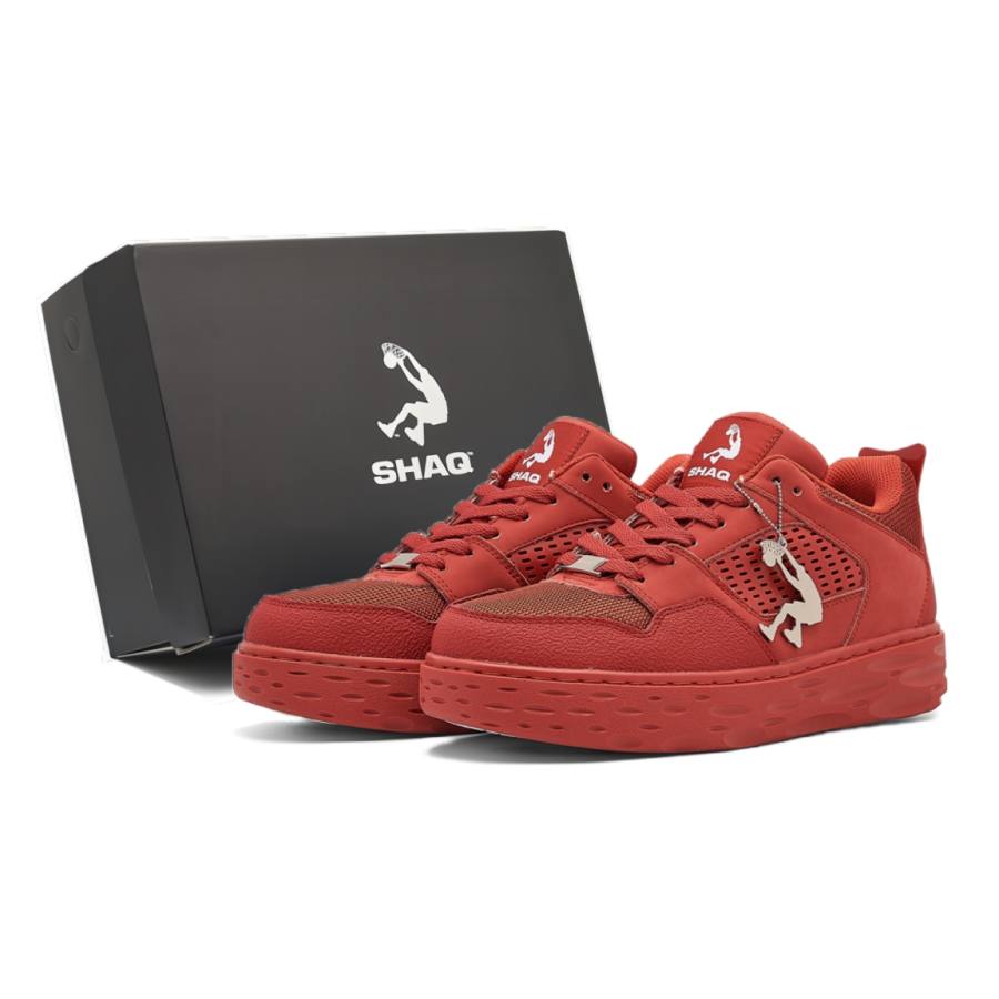 SHAQ Abrasion Resistant Breathable Height Increasing Low top Skateboard Shoes Unisex Enchanted Red