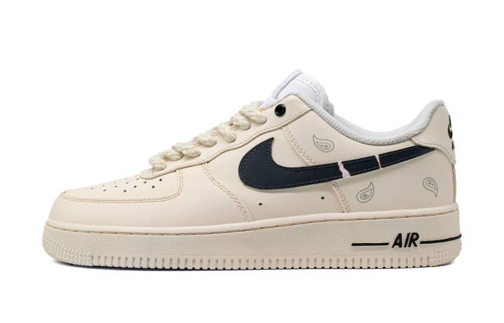 Nike Nike Air Force 1 Paisley Abrasion Resistant Low top Skateboard Shoes Men's Brown Black