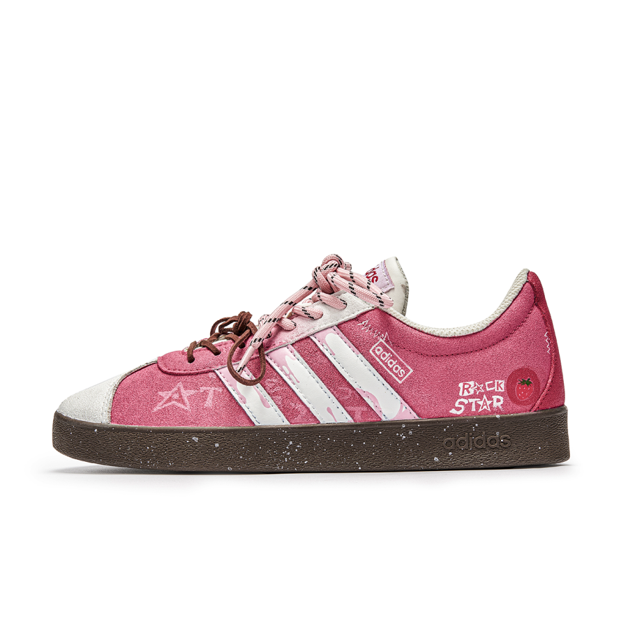 Adidas Neo VL Court Lifestyle Berry Salt Heart Slip Resistant Abrasion Resistant Slip Resistant Abrasion Resistant