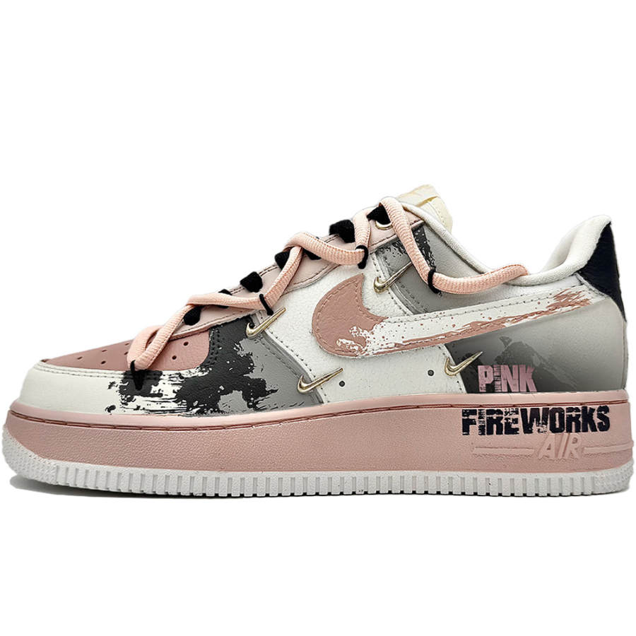 Nike Nike Air Force 1 Mini Gold Pink Firework, Girlfriend Abrasion Resistant Abrasion Resistant Low top Skateboard Shoes