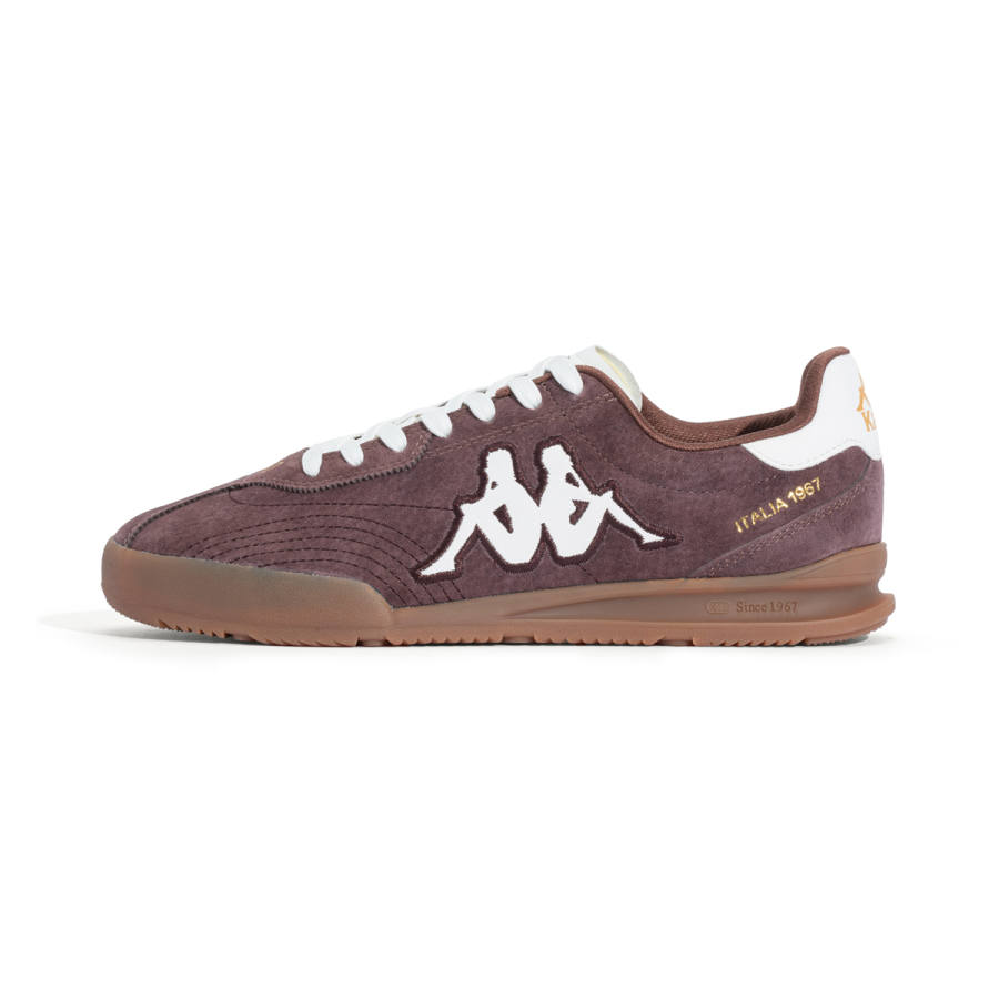 Kappa Synthetic Leather, Split Cow Leather Low top Skateboard Shoes Unisex Mulan Brown