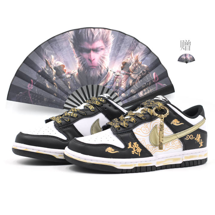 Nike Nike Dunk Wear resistant And Lightweight Low top Skateboard Shoes Unisex Black Gold