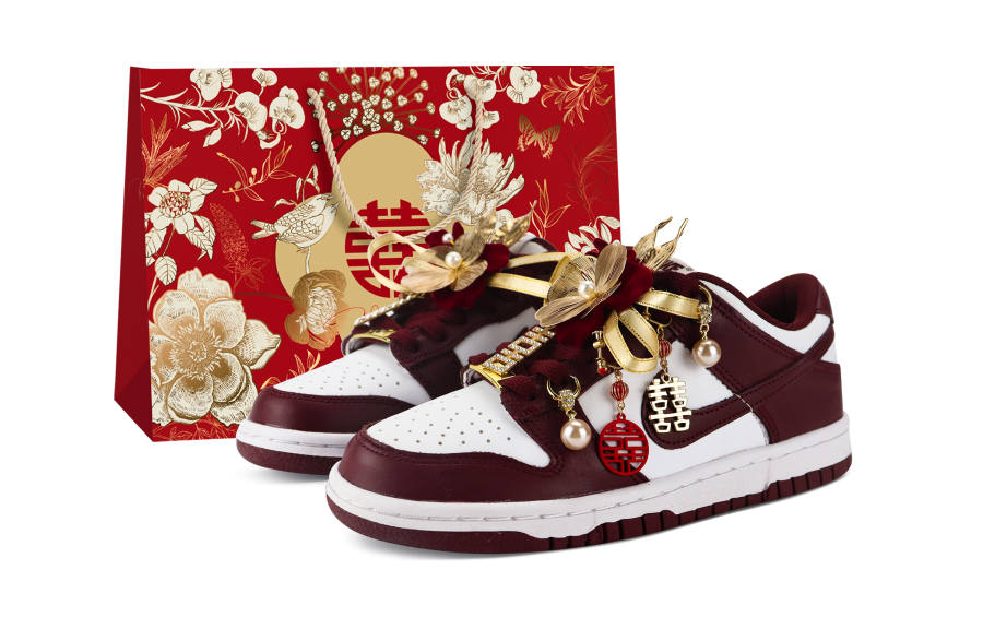 Nike Nike Dunk Abrasion Resistant Low top Skateboard Shoes Unisex Burgundy
