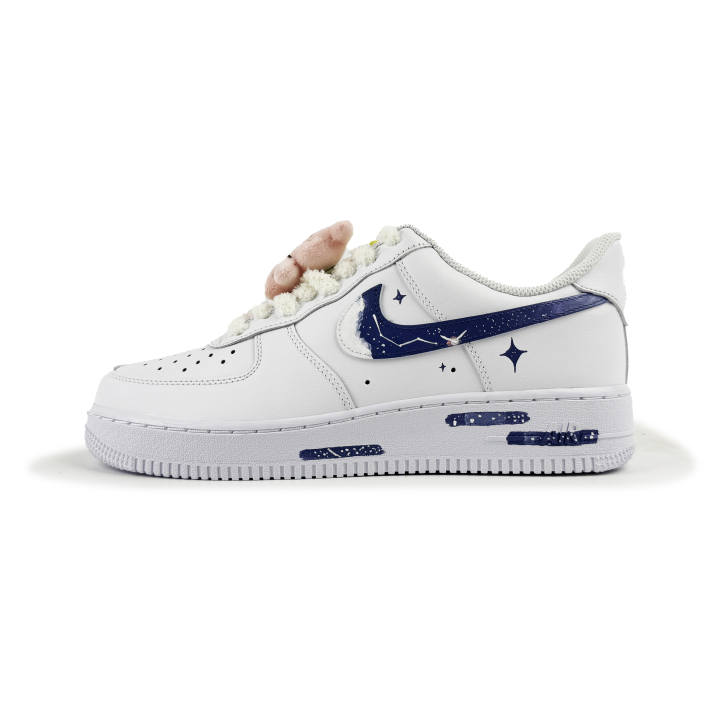 Nike Nike Air Force 1 Dreaming Galaxy Abrasion Resistant Abrasion Resistant Low top Skateboard Shoes Unisex White Blue