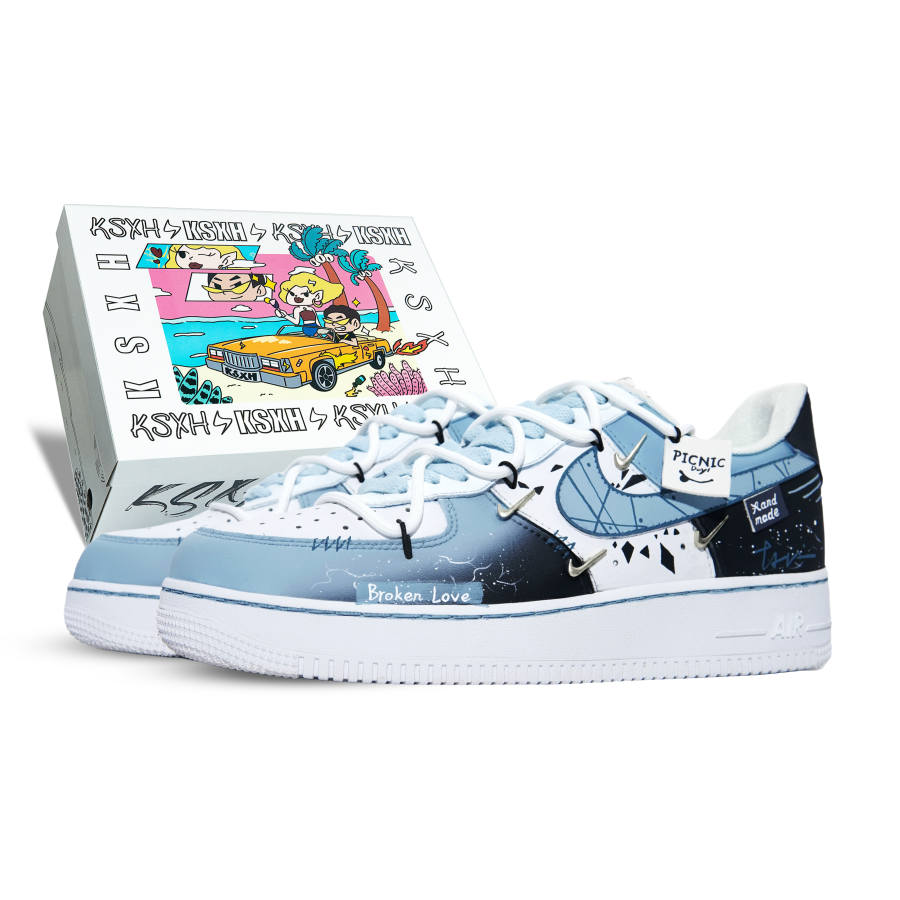 Nike Nike Air Force 1 Abrasion Resistant Abrasion Resistant Low top Skateboard Shoes Women's Sky Blue