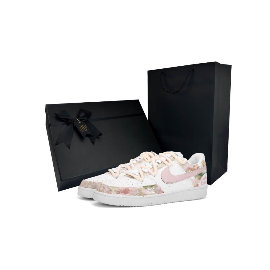 Nike Nike Court Vision 1 Lucky Smiley Face 2 Box Abrasion Resistant Low top Skateboard Shoes Unisex Pink