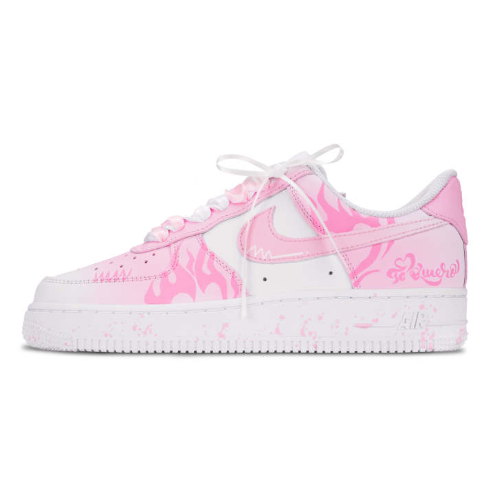 Nike Nike Air Force 1 Pink Flame Dance Slip Resistant Abrasion Resistant Low top Skateboard Shoes Women's Pink White