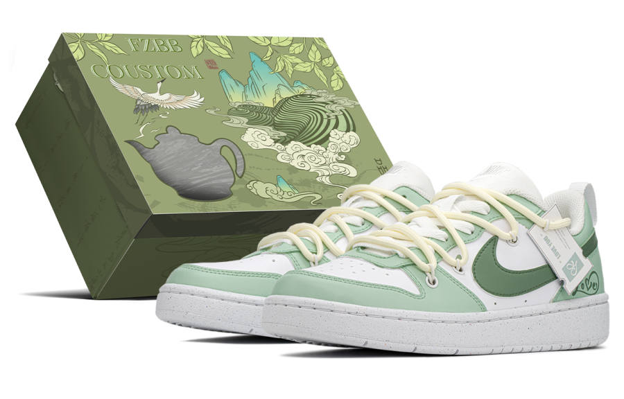 Nike Nike Court Borough Low Slip Resistant Slip Resistant Low top Skateboard Shoes GS Green White