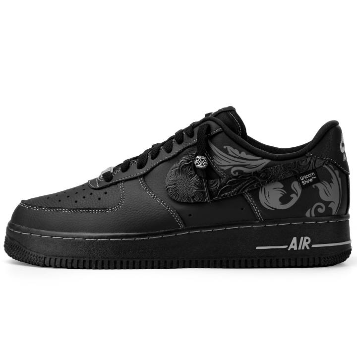 Nike Nike Air Force 1 Lv8 Mountains And Seas Serpent Fish Abrasion Resistant Low top Skateboard Shoes Unisex Black Gray