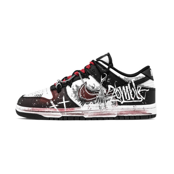 Nike Nike Dunk Gothic Abrasion Resistant Low top Skateboard Shoes Unisex Black Red