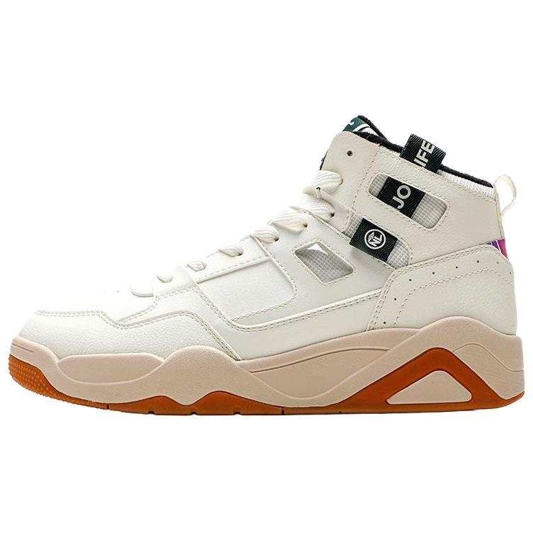 QIAODAN Quality Drying Fashion Comfortable, Fleece Lined Slip Resistant Support High top Skateboard Shoes Men's Ecru
