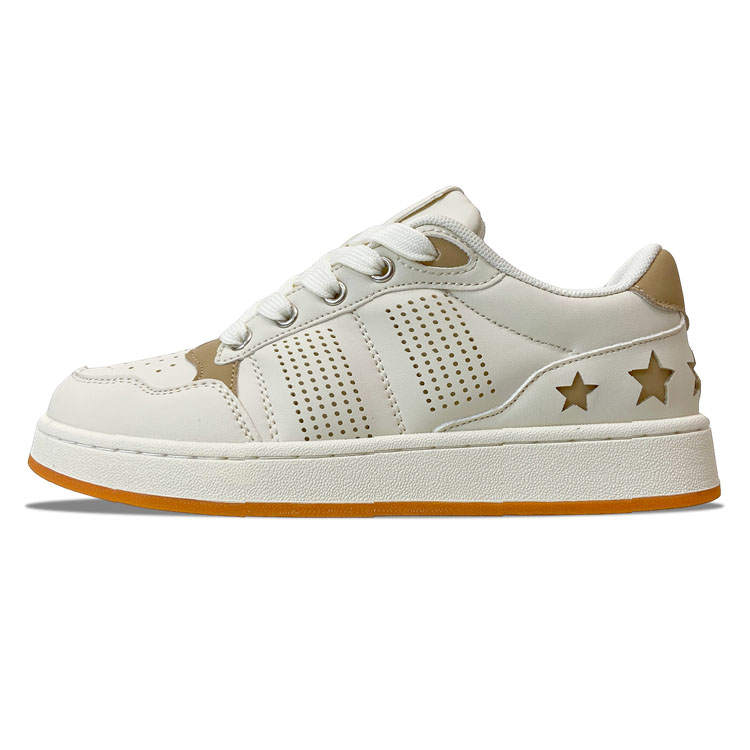 MQGAII Slip Resistant, Abrasion Resistant, Breathable Low top Skateboard Shoes Unisex Beige Yellow