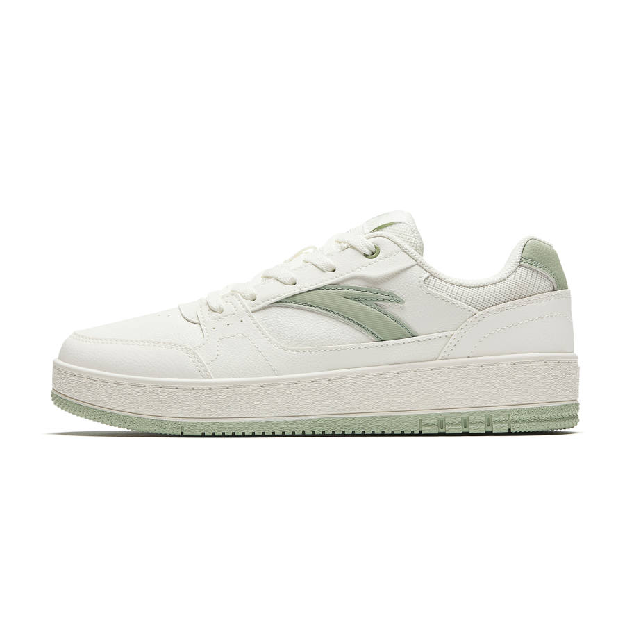 Anta Original 2 Abrasion Resistant Height Increasing Low top Skateboard Shoes Women's White Porcelain Glazed Green
