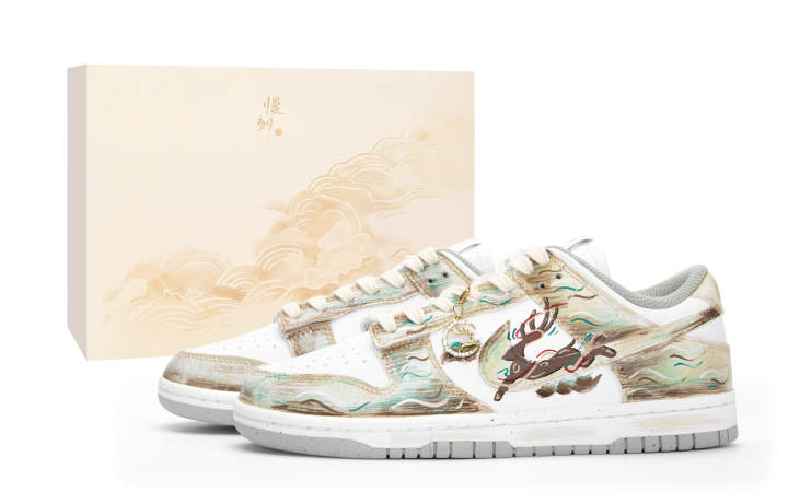 Nike Nike Dunk Abrasion Resistant Lightweight Low top Skateboard Shoes Unisex White Gold