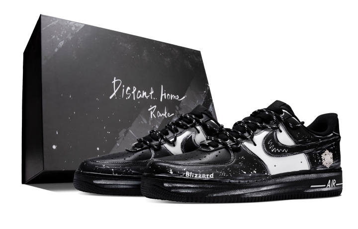 Nike Nike Air Force 1 Slip Resistant Abrasion Resistant Low top Skateboard Shoes Unisex Black White