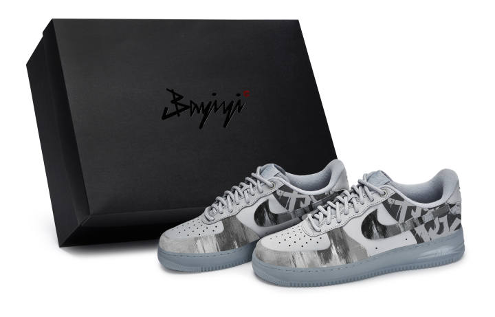 Nike Nike Air Force 1 811 Manufacturing, Noise Point Trace, Special Shoe Box Low top Skateboard Shoes Men's Black Gray Blue
