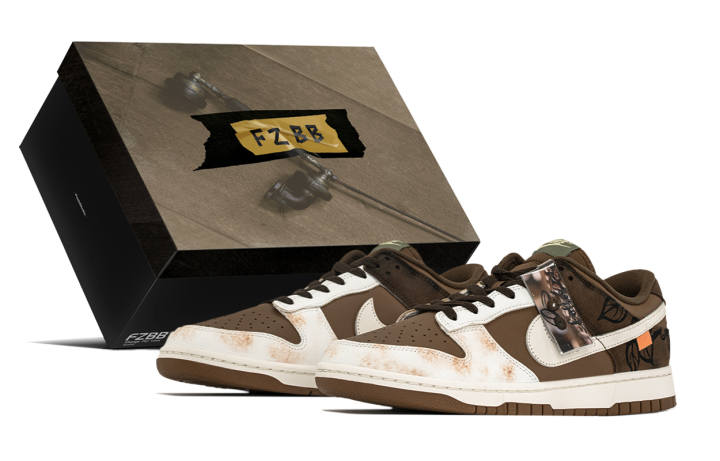 Nike Nike Dunk Abrasion Resistant Abrasion Resistant Low top Skateboard Shoes Men's Brown White