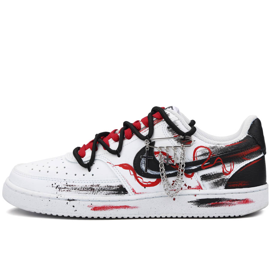 Nike Nike Court Vision 1 Shadow Of The Snake Slip Resistant Abrasion Resistant Low top Skateboard Shoes Unisex Black Red