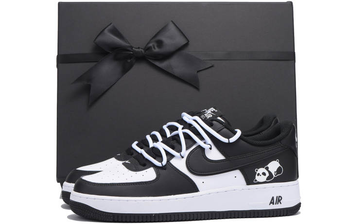 Nike Nike Air Force 1 Slip Resistant Abrasion Resistant Low top Skateboard Shoes Unisex Black White