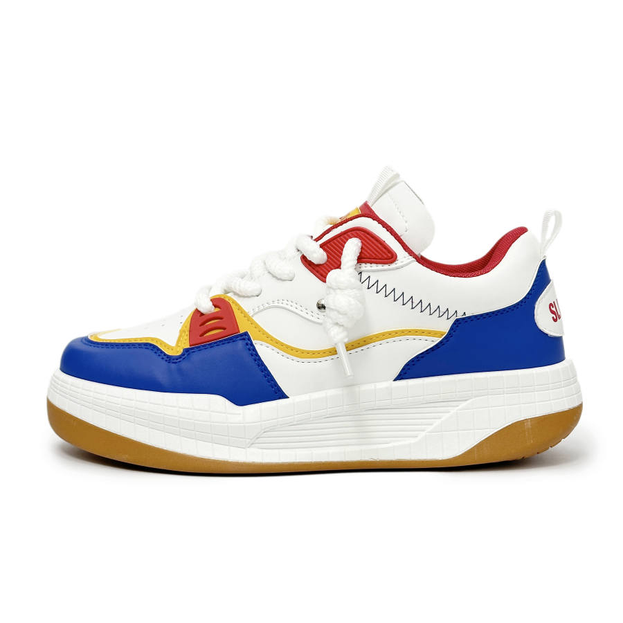 SLnU★3 Puffy Shoes Slip Resistant Abrasion Resistant Low top Skateboard Shoes Men's Red Blue