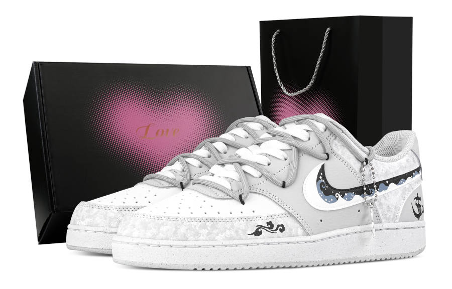 Nike Nike Court Vision Redemption, Heart Box Abrasion Resistant Low top Skateboard Shoes Men's White Gray