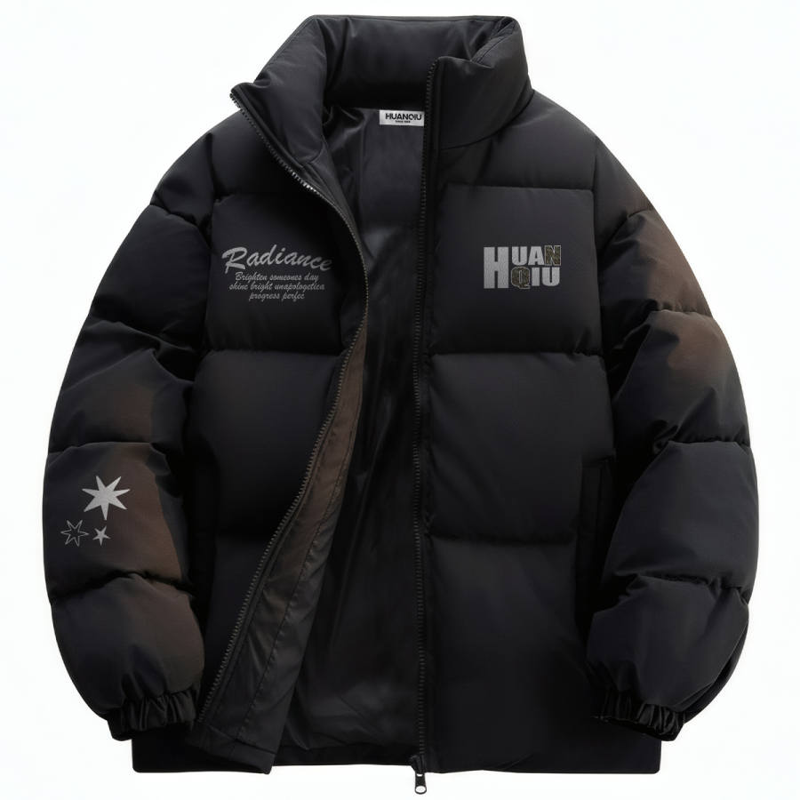 HUANQIU Puffer Jackets Unisex Stand Collar Thickened Padded Puffer Jacket