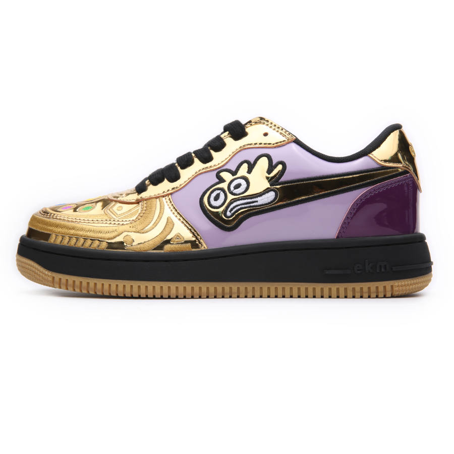 EKM Slip Resistant, Abrasion Resistant, Breathable, Support, Height Increasing Low top Skateboard Shoes Unisex Gold