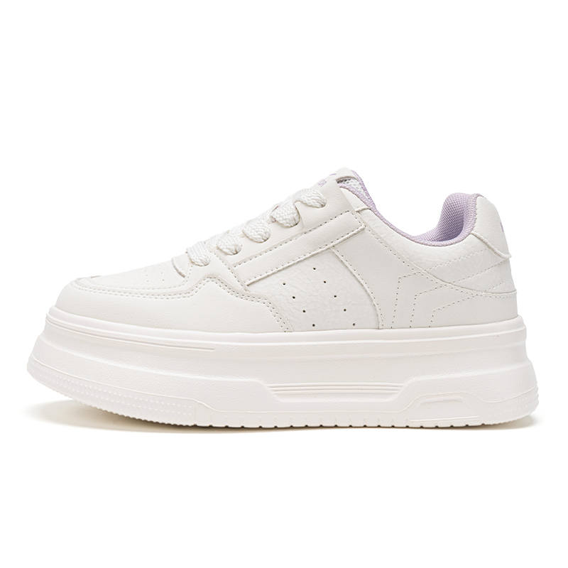 Warrior Cushioning Abrasion Resistant Height Increasing Low top Skateboard Shoes Women's Beige Purple
