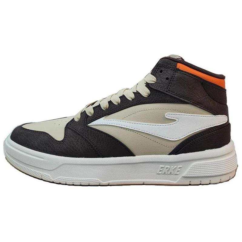 Erke Abrasion Resistant Slip Resistant High top Skateboard Shoes Men's Black Yellow