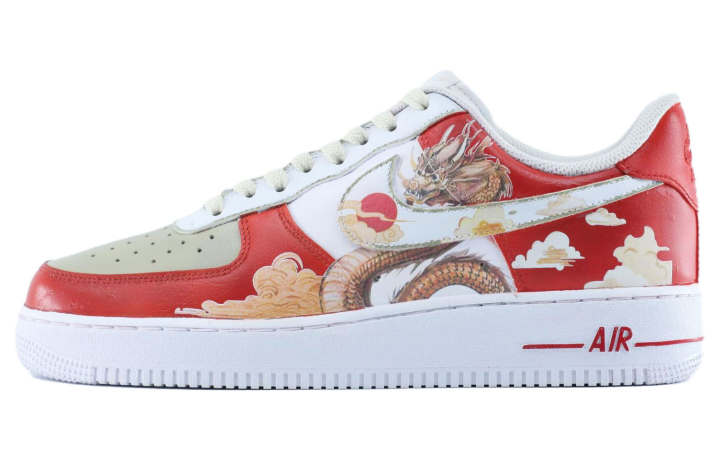 Nike Nike Air Force 1 Thermal Slip Resistant Cushioning Abrasion Resistant Low top Skateboard Shoes Men's White Red