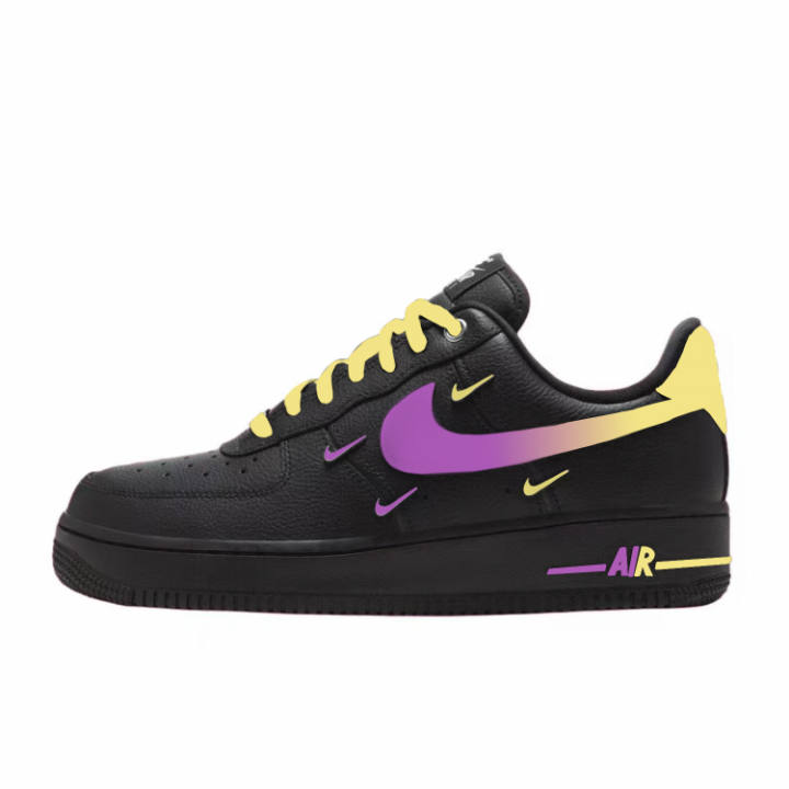 Nike Nike Air Force 1 Abrasion Resistant Low top Skateboard Shoes Women's Black Purple Yellow