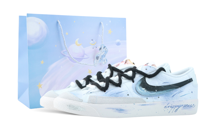 Nike Nike Blazer Drippy Icey Night Abrasion Resistant Low top Skateboard Shoes Unisex Blue White